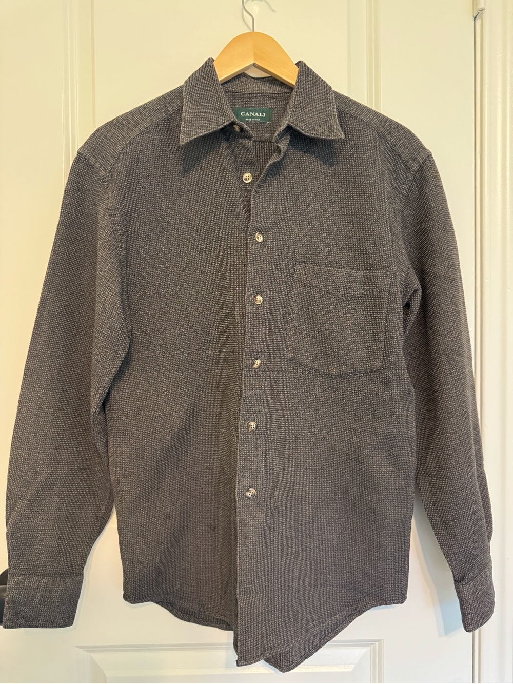 Canali Men's Long-Sleeve Knit Shirt in Brown/Gray